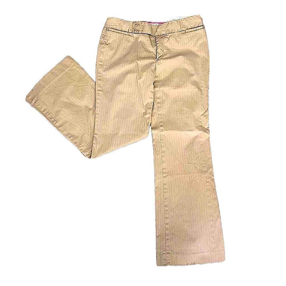 Vintage GapStretch Tan Modern Fit Flare Trousers Size 8 Regular Striped Low Rise